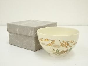 京焼　原平造　色絵風景図茶碗（箱付）